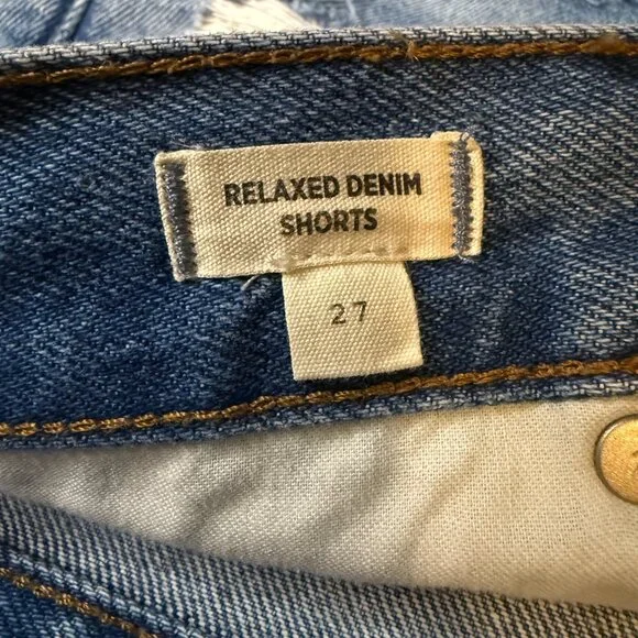 Madewell Women's Denim Jean Shorts Distressed High-Rise Relaxed Frayed Size 27 - Picture 4 of 11